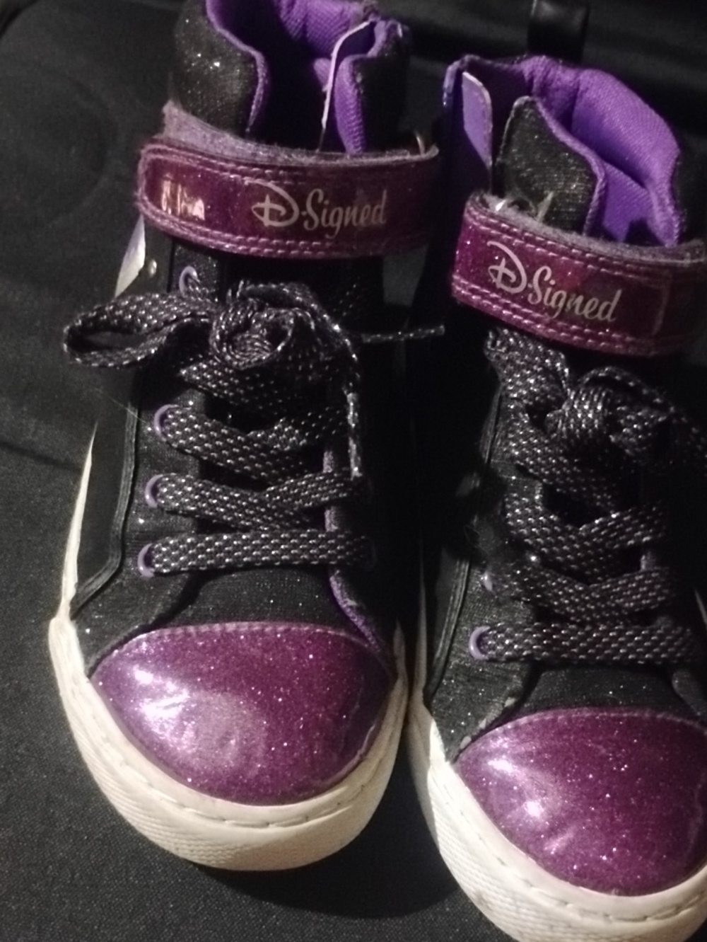 Disney Black and Purple Glitter High-Top Sneakers for Kids